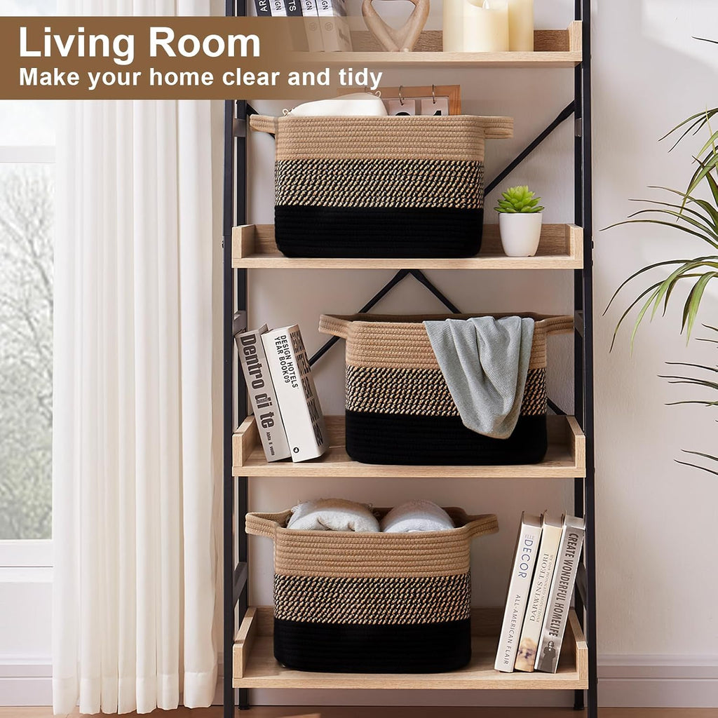 Storage Basket for Organizing, Woven Baskets for Storage, Rectangle Decorative Baskets for Shleves, Closet, Toys
