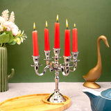 5 Arm Baby Candelabra Silver Glossy 8 Inch Taper Candle Holders Gothic Decorations Candlesticks Holder Home Decor