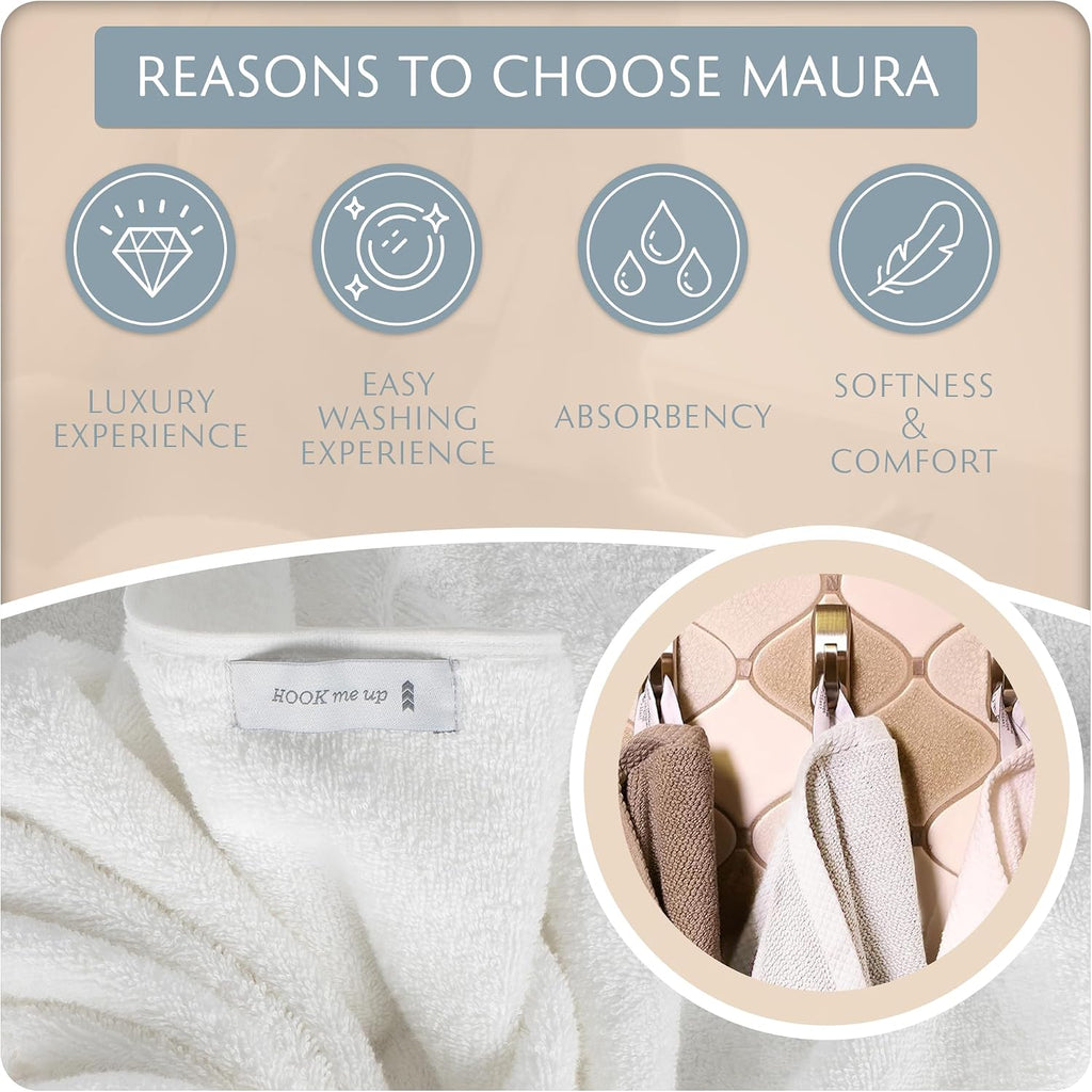 Basics Performance Bath Towels 100% Turkish Cotton with Hook Loops. Extra Large Luxury Absorbent Plush Towel Sets