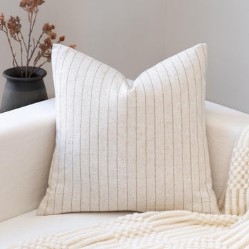 Decorative Neutral Throw Pillow Covers 20x20 Farmhouse Pillow Covers Cotton Stripe Cushion Covers Home Decor for Sofa