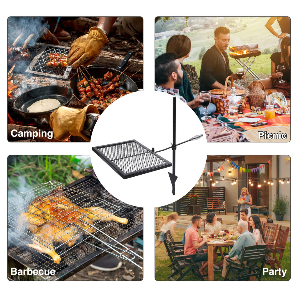 Swivel Campfire Grill Grate, Adjustable Heavy Duty Steel Open Fire Grill Rack, Fire Pit Grill Grate Over Fire Pit