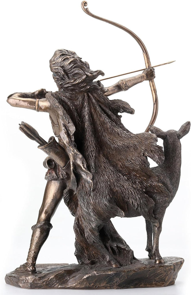 12 1/4 Inch Artemis Goddess of Hunt and Wilderness Cold Cast Resin Greek Statue Bronze Finish Sculpture
