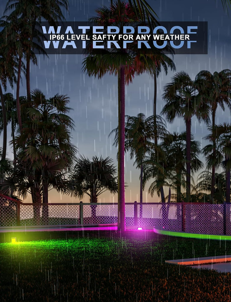 LED Flood Light Outdoor 500W Equiv, 50W RGBW Color Changing Outdoor Floodlights with Remote, Uplighting Indoor IP66