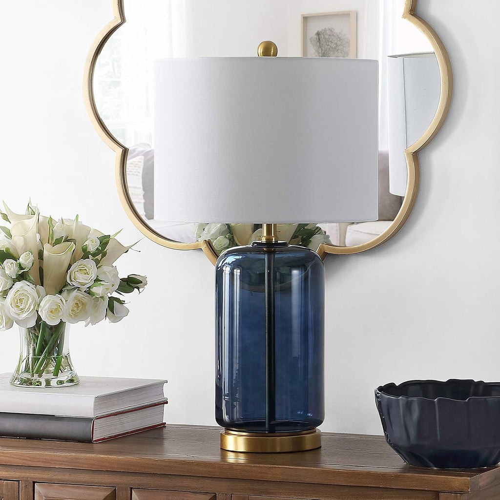 Novah Modern Blue Glass 26-Inch Table Lamp, LED Bulb Included
