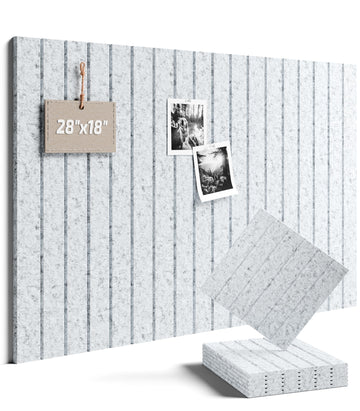 28" X 18" Felt Bulletin Board Tiles, Fine Stripe, Minimalist Gray