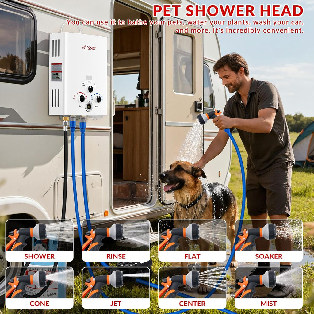 Tankless Water Heater Propane, 2.11GPM 8L Outdoor Portable Water Heater, with 2 GPM Water Pump