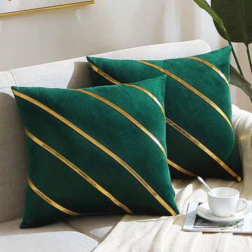 Decorative Throw Pillow Covers - Soft Velvet Gold Cushion Covers Pillow Cases for Sofa Bedroom Livingroom Car, 20 x
