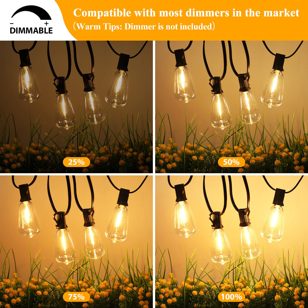 Outdoor String Lights 52 Bulbs, Waterproof Patio Lights