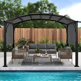 Outdoor Pergola 10'x12', Arched Patio Gazebo with Retractable Sun Shade, Dary Gray