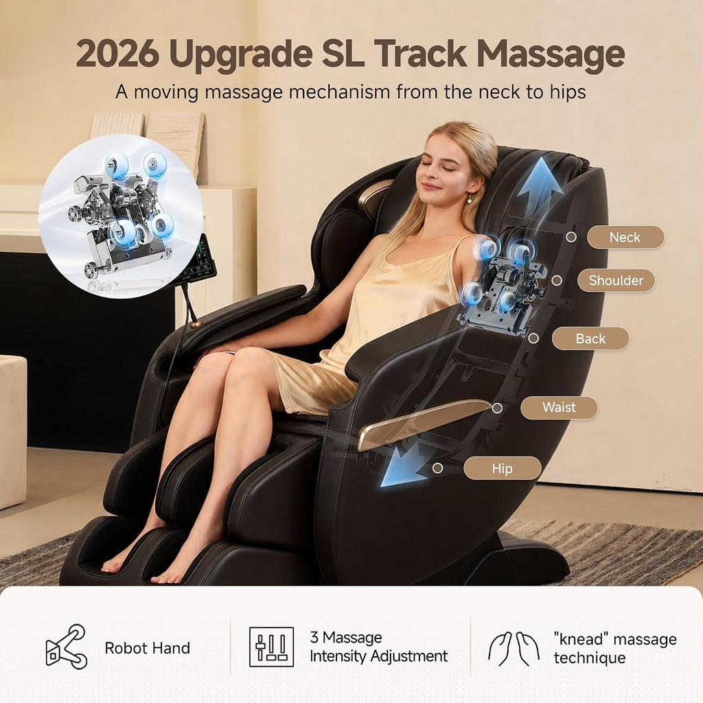Upgraded 2D SL-Track Massage Chair,Recliner Full Body Zero Gravity with 8 Auto Modes and Upgraded LCD Screen,Added