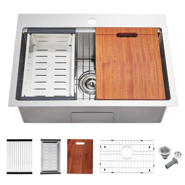 23"x18" Drop-In Workstation Sink 18 Gauge Stainless Steel 9" deep