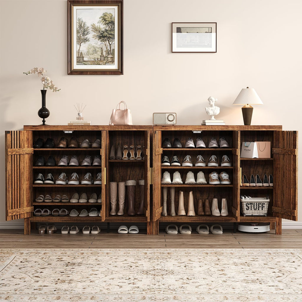 Shoe Storage Cabinet with 3 Shutter Doors, 30 Pairs Shoe Cabinet with Adjustable Shelves, 5-Tier Large Shoe Rack