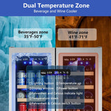 Wine and Beverage Refrigerator,24 Inch Dual Zone Wine Beverage Cooler, Built