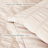 7 Pieces Queen Comforter Set, Seersucker Bed in a Bag Queen, All Season Luxury Bedding Set with Comforter, Flat Sheet