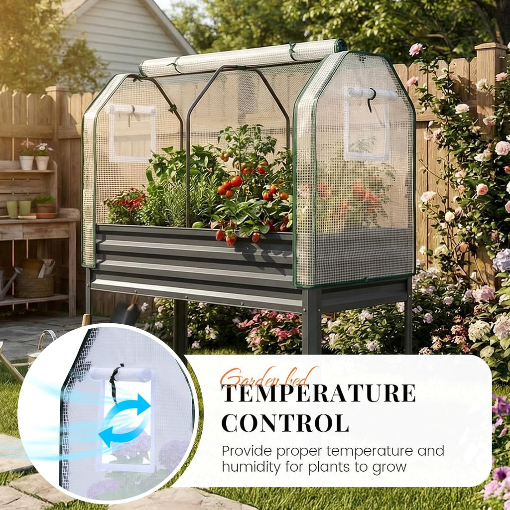 Large Raised Garden Bed with Large & Cover 48×24×56 in
