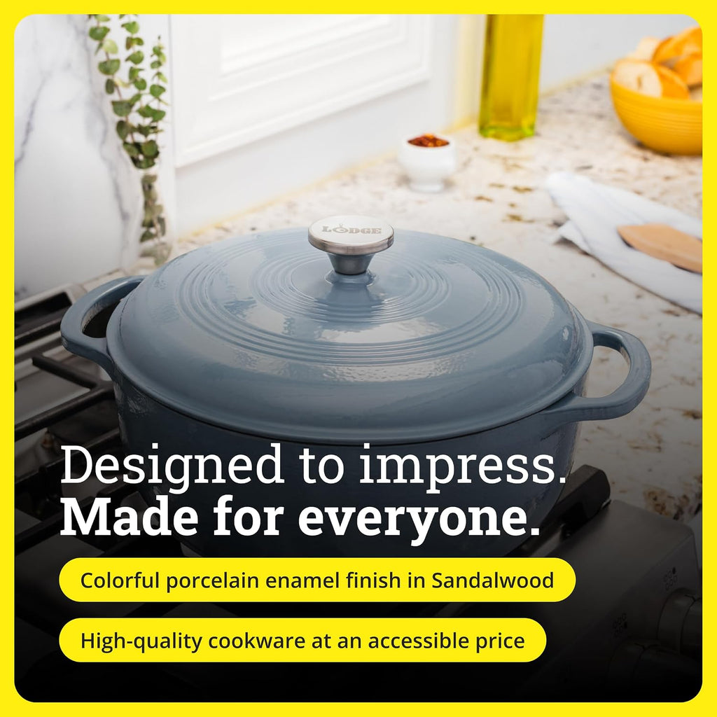 Essential Enamel Cast Iron Dutch Oven with Lid 7.5 Quart - Oven-Safe Enamel Cookware up to 500° F - Heat-Retaining