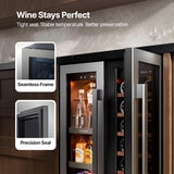 24 Inch Wine and Beverage Refrigerator, 60 Cans 20 Bottles Dual Zone Cooler with