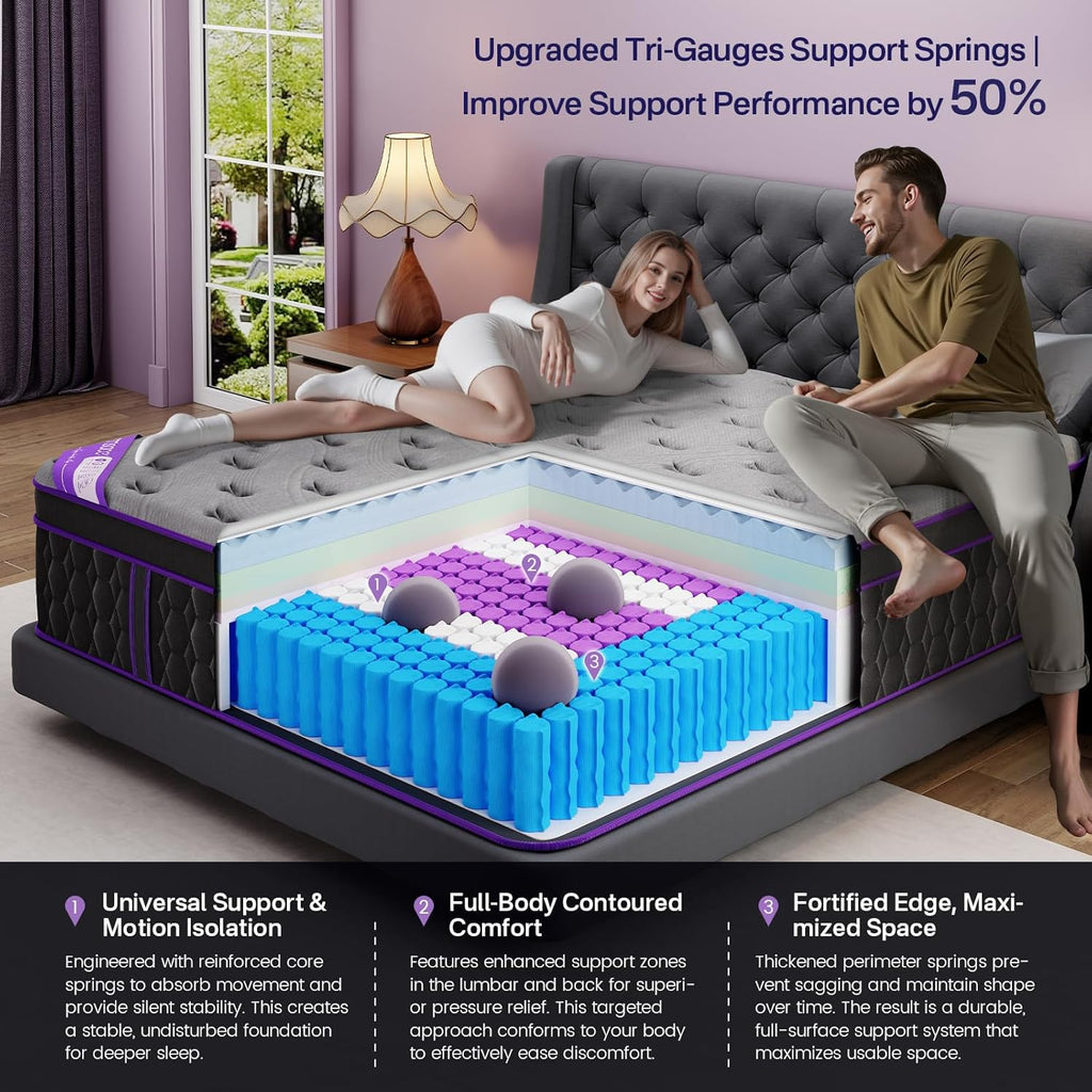 Luxury Hotel) 12 Inch Firm King Size Hybrid Mattress in a Box | (2026 Upgraded) Mattress with Cooling-Gel Memory Foam