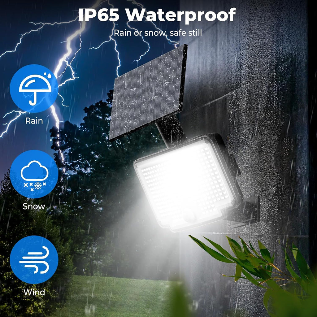 Solar Lights Outdoor Waterproof, [318 LED/3 Modes] Solar Motion Security Light, Flood Lights with 16.4 FT Cable for