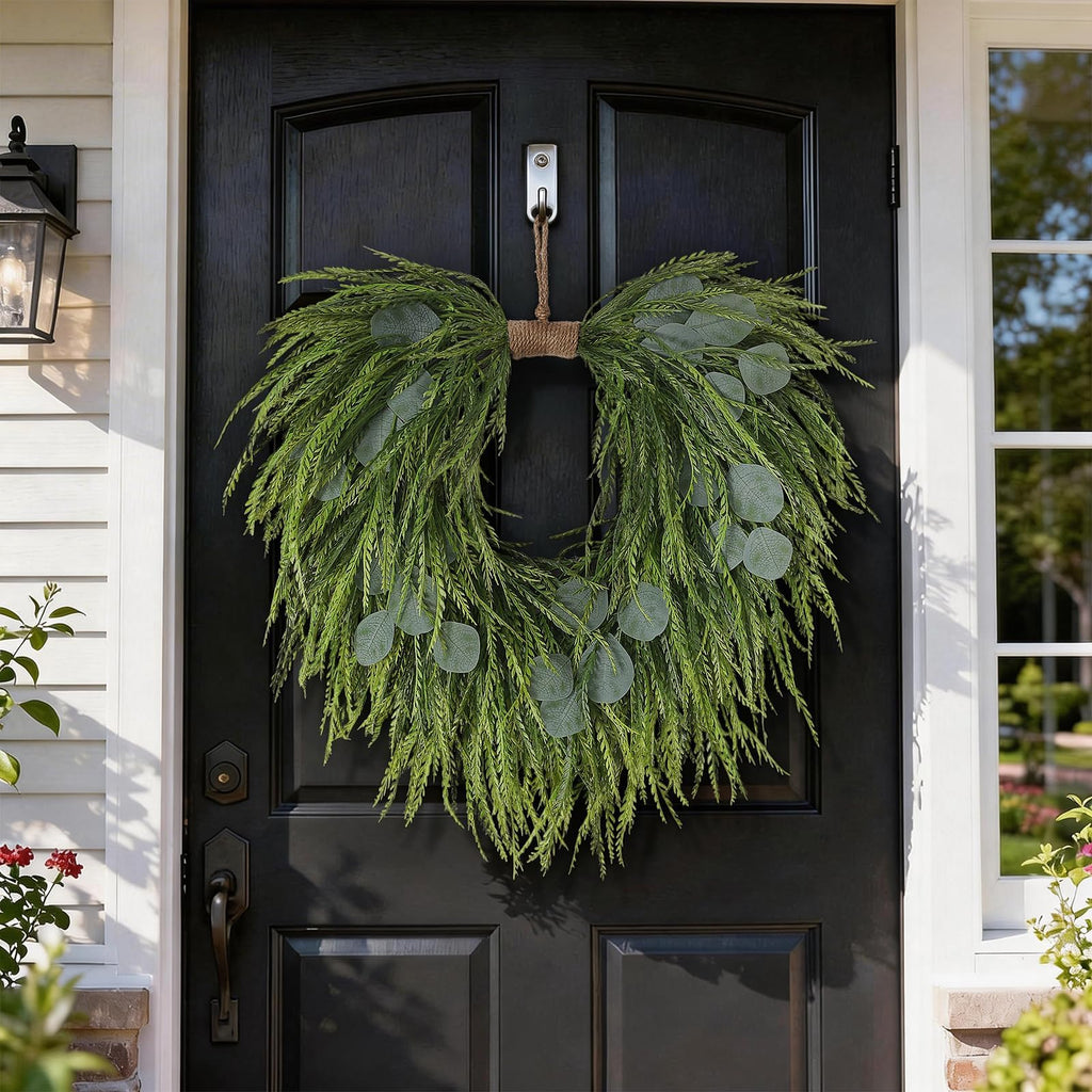 Artificial Eucalyptus & Saw Grass Wreath for Front Door Decor