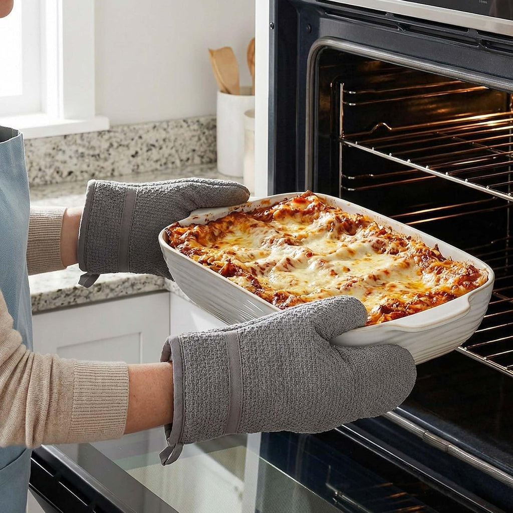 Dish for Oven, Ceramic Casserole Dishes Set for 3, Rectangular Lasagna Pan Deep, Pans with Handle, 12.9"/10.8"/8.4"