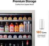 Beverage Refrigerator Cooler - 24 Inch Beverage Fridge 180 Can with Glass Door, 