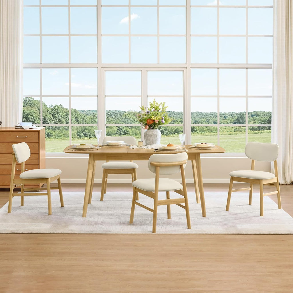59"-75" Extendable Dining Room Table for 4-6, Modern Wood Dining Table for Small Spaces, Kitchen, Space Saving Hidden