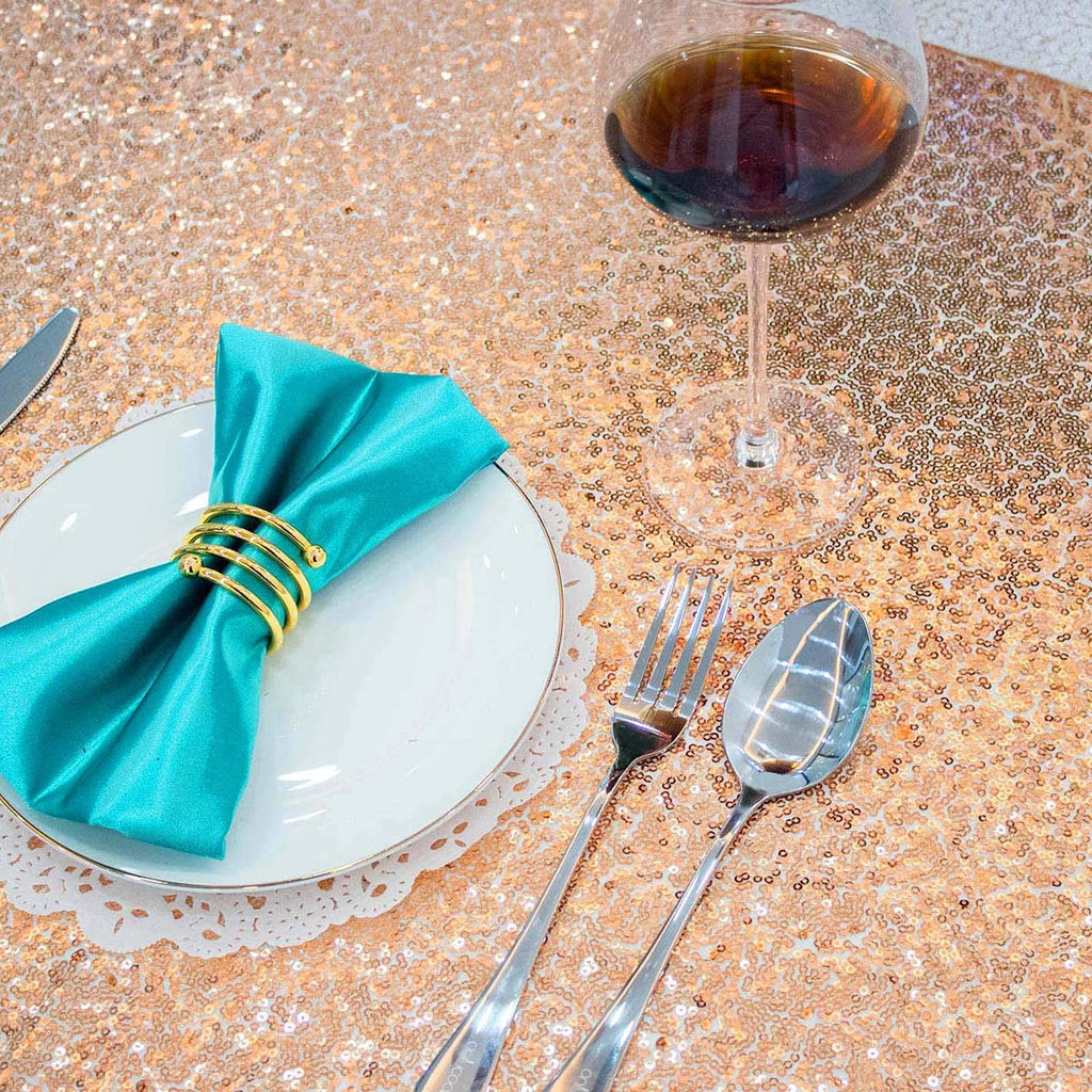 Rose Gold Sequin Tablecloth 120" Round