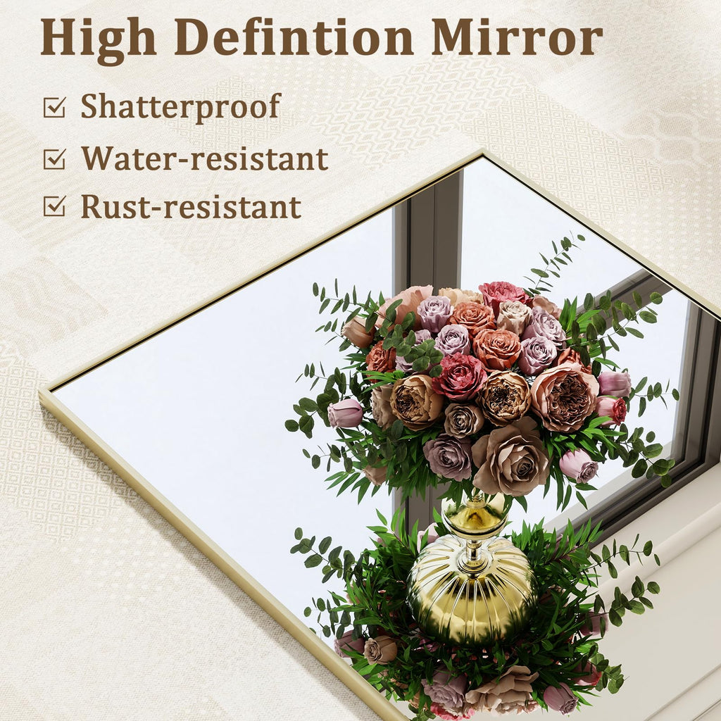 76" x 34" Oversized Full Length Mirror with Stand, Gold