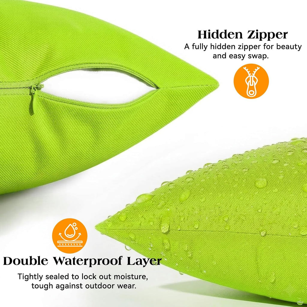 Waterproof Outdoor Throw Pillow Cover, 2 Pack Solid PU Coating Throw Pillow Case UV Protection Garden Cushion Cover