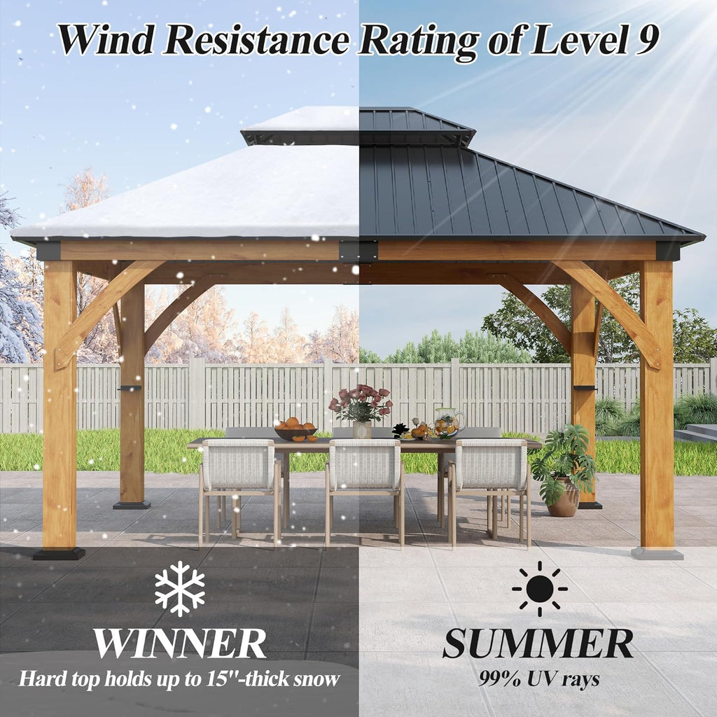 13’x 15’ Outdoor Spruce Wood Gazebo