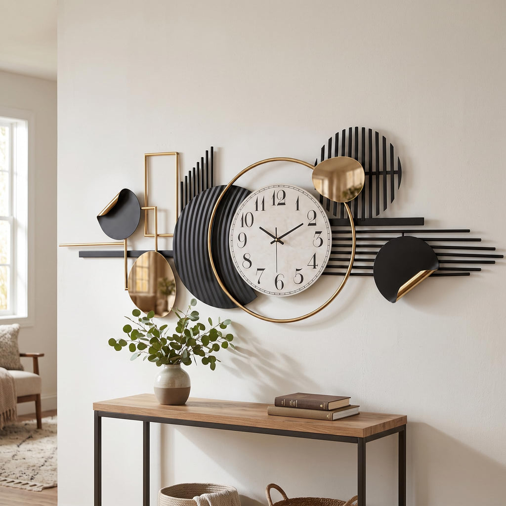 60" Large Modern Wall Clock, 3D Metal Wall Art