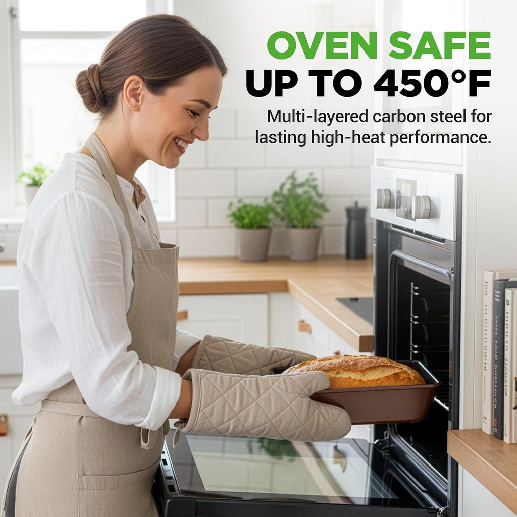 8-Piece Nonstick Stackable Bakeware Set - PFOA, PFOS, PTFE Free Tray Set w/Non-Stick Coating, 450°F Oven Safe, Round