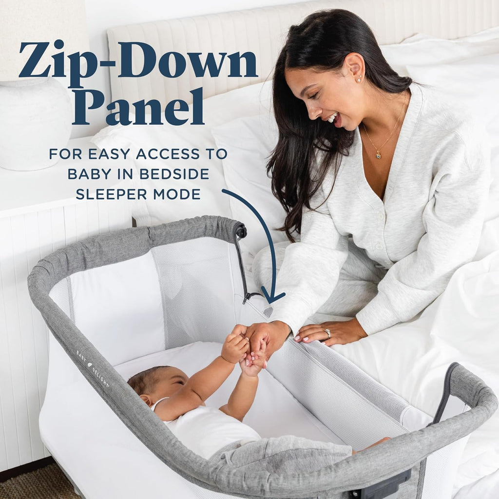 Beside Me Dreamer Bassinet | Bedside Sleeper | 7-Position Height Adjustment | Charcoal Tweed