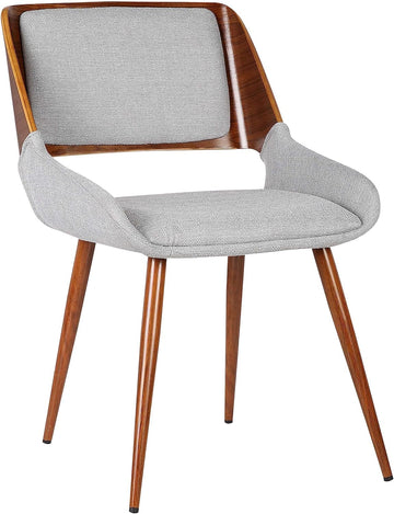 Mid-Century Dining Chair Walnut Finish and Gray Fabric