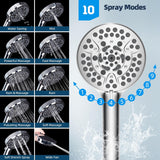 All Metal CUPC Certified Shower Head, 10'' High Pressure Rainfall Shower Head, Handheld Showerhead Combo