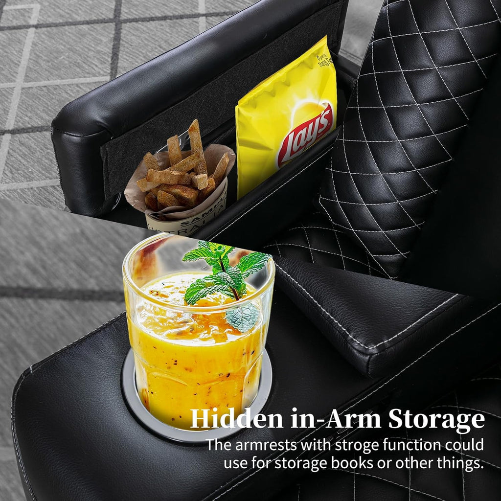 Home Theater Seating with USB Ports and Cup Holders