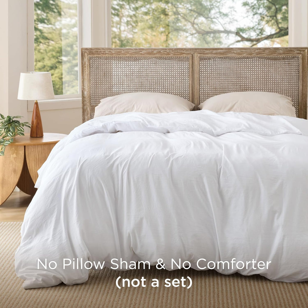 Prewashed Duvet Cover Only, Cotton-Like Feel, White, King