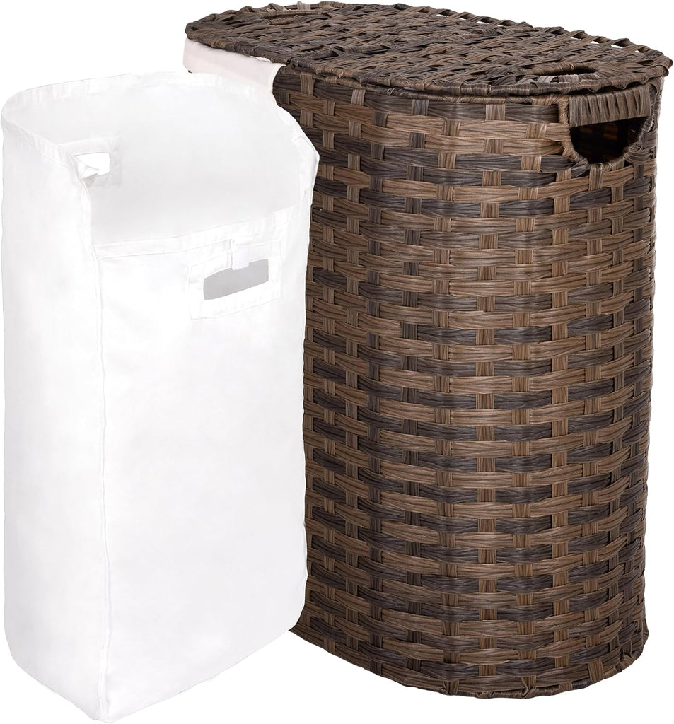 Premium Handwoven Portable Laundry Bin Basket with Carrying Handles, Household Storage for Clothes, Linens, Sheets