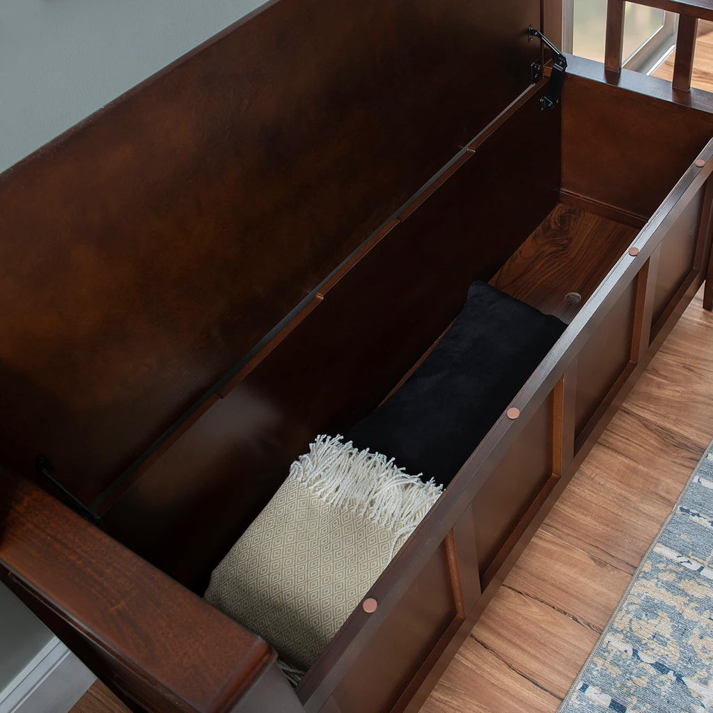 Dcor Home Decor Cynthia Storage Bench, 50"w x 17.25"d x 32"h, Walnut