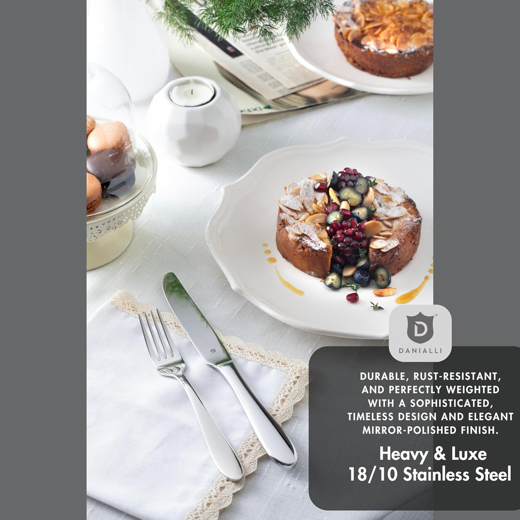 Modern Silverware Set, 18/10 Stainless Steel Flatware, Mirror Finish, Dishwasher Safe