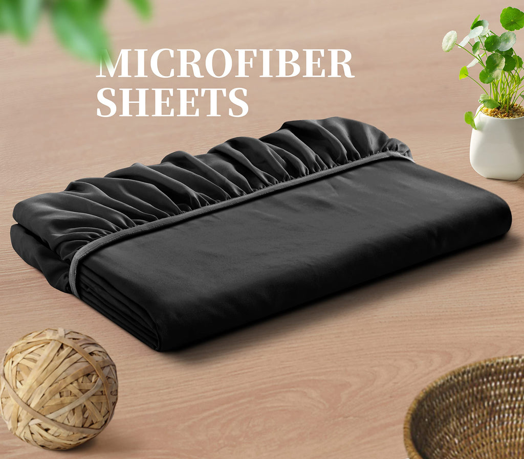 Charcoal Black Queen Extra Deep Fitted Sheet, 24 Inch Pocket