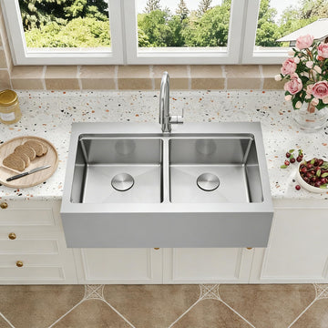 33 x 22 Drop In Farmhouse Kitchen Sink 50/50 Double Bowl