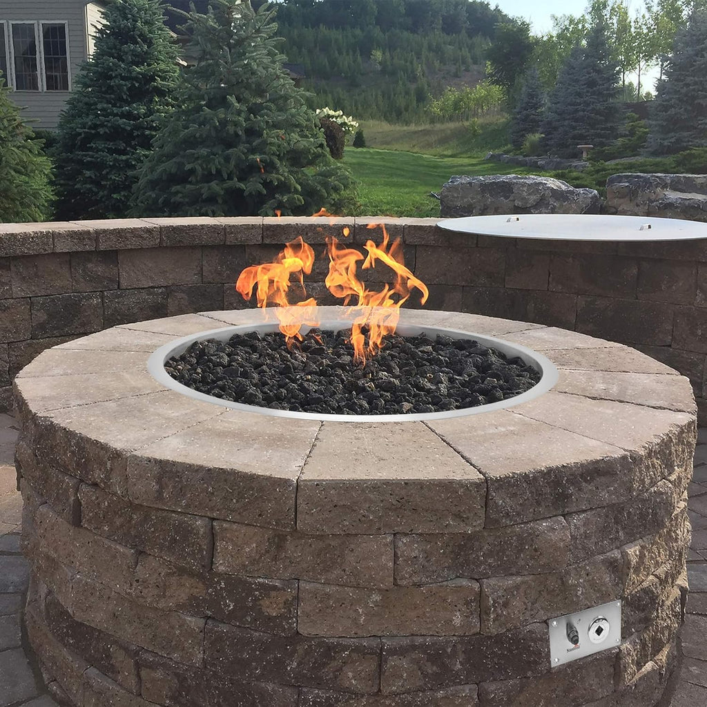 31 Inch Drop-in Round Fire Pit with Spark Ignition Kit, Gas Firepit Insert for DIY Project