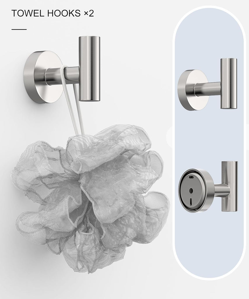 Brushed Nickel Bathroom Hardware Accessories Set 5 Pcs | SUS304 Stainless Steel 26 Inch Hand Towel Bar Toilet Paper