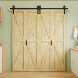 Water-Resistant Bifold Barn Door, 50" x 84" for 4 Closet Doors, Unfinished Bi Fold Barn Door with He