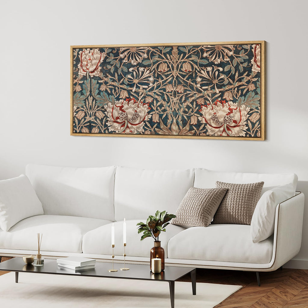 Extra Large Framed Canvas Print Wall Art Botanical Elegance Victorian Style Floral Antique Retro Fine Art
