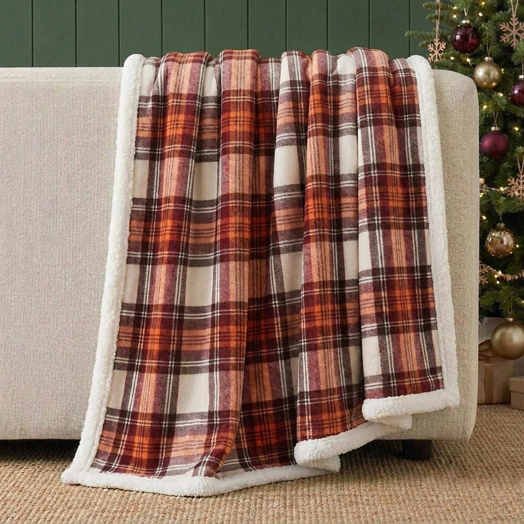 Sherpa Reverse Throw Blanket for Bed or Couch, 50 x 60