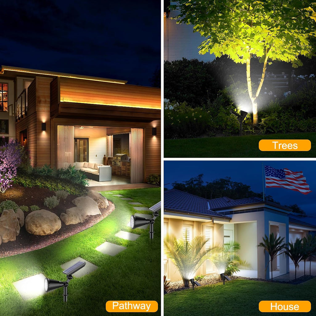 Solar Lights Outdoor Waterproof, 36 LEDs 1000LM Adjustable Solar Spot Lights Outdoor, 2-in-1 Solar Powered Spotlight