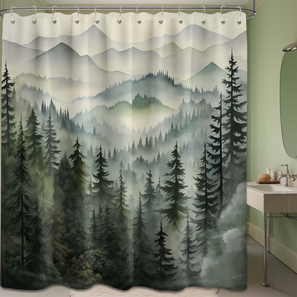 Sage Green Forest, 72x72 in, Mountain Rustic Pine Tree